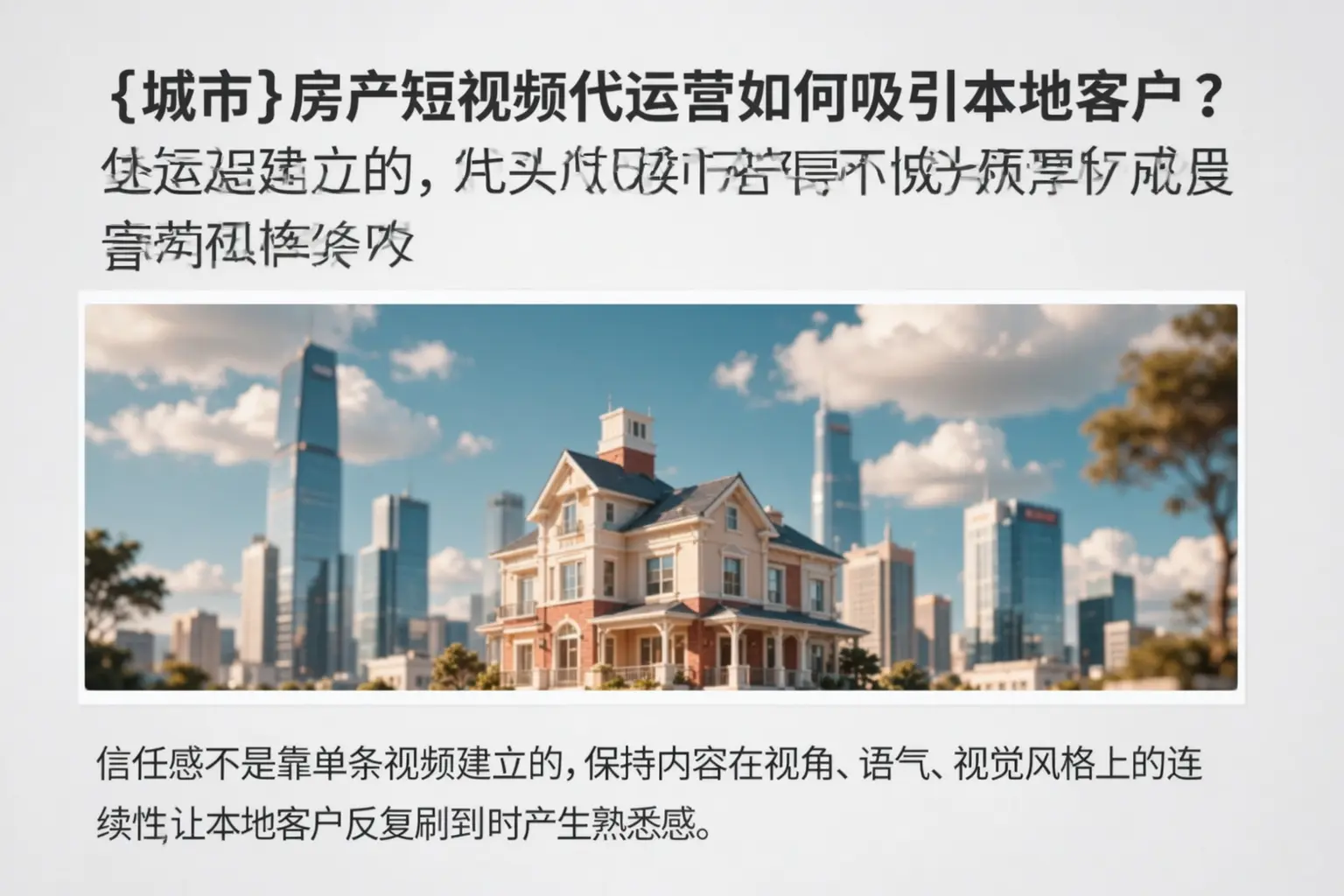 安顺房产短视频代运营如何吸引本地客户？