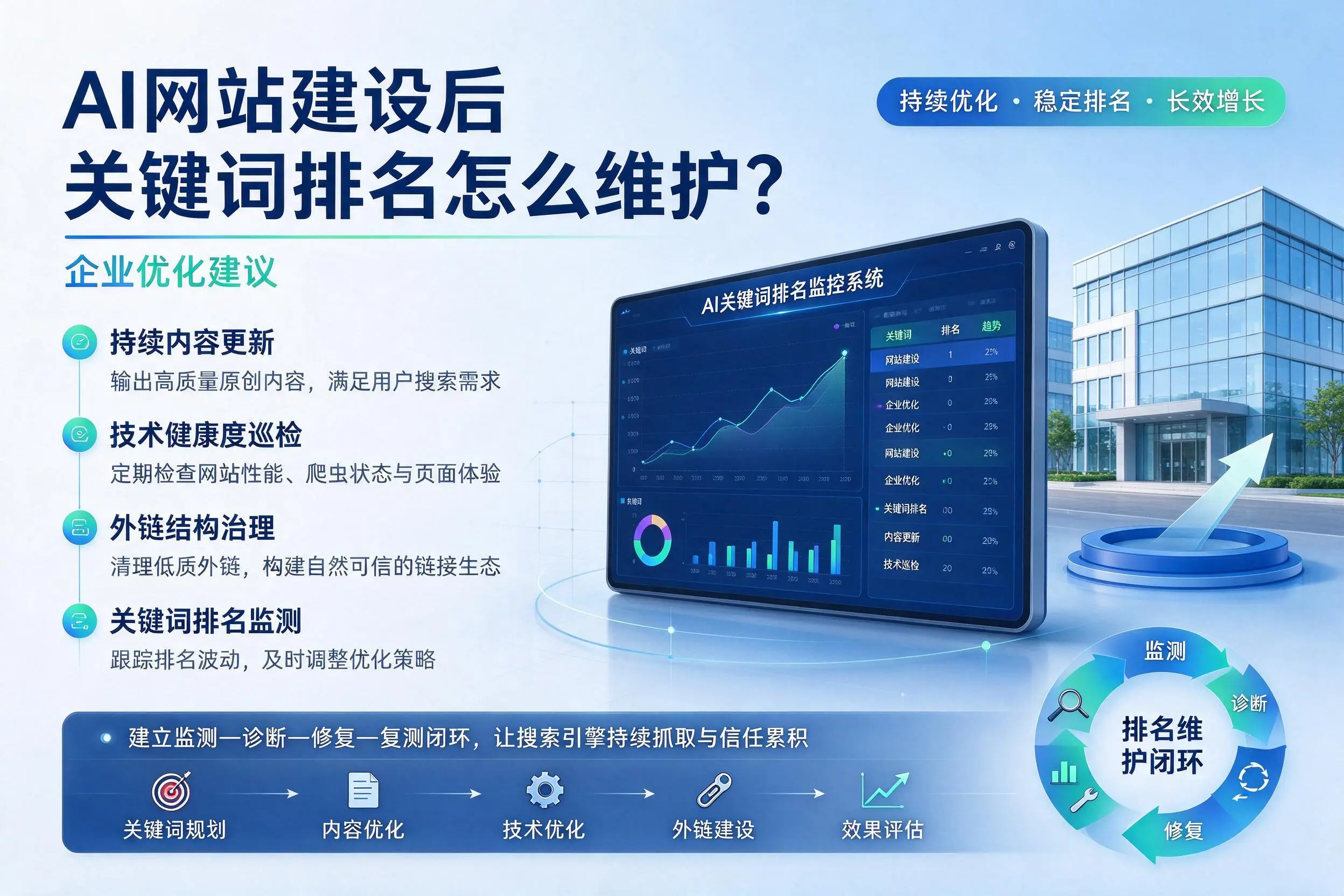 AI网站建设后关键词排名怎么维护？安顺企业优化建议