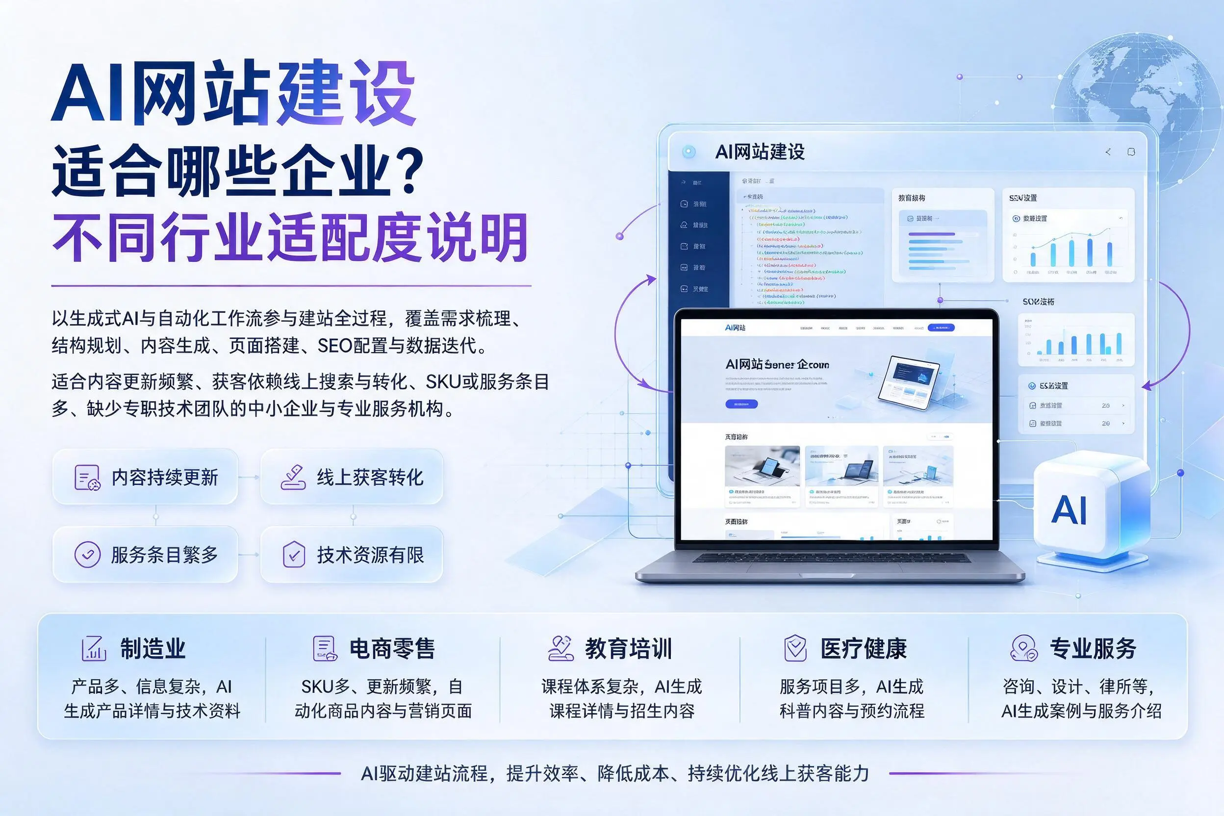 AI网站建设适合哪些企业？安顺不同行业适配度说明